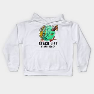 Miami Beach Florida Beach Life Distressed Vintage Old Map Kids Hoodie